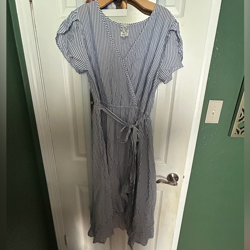 Blue and white striped spring/summer dress